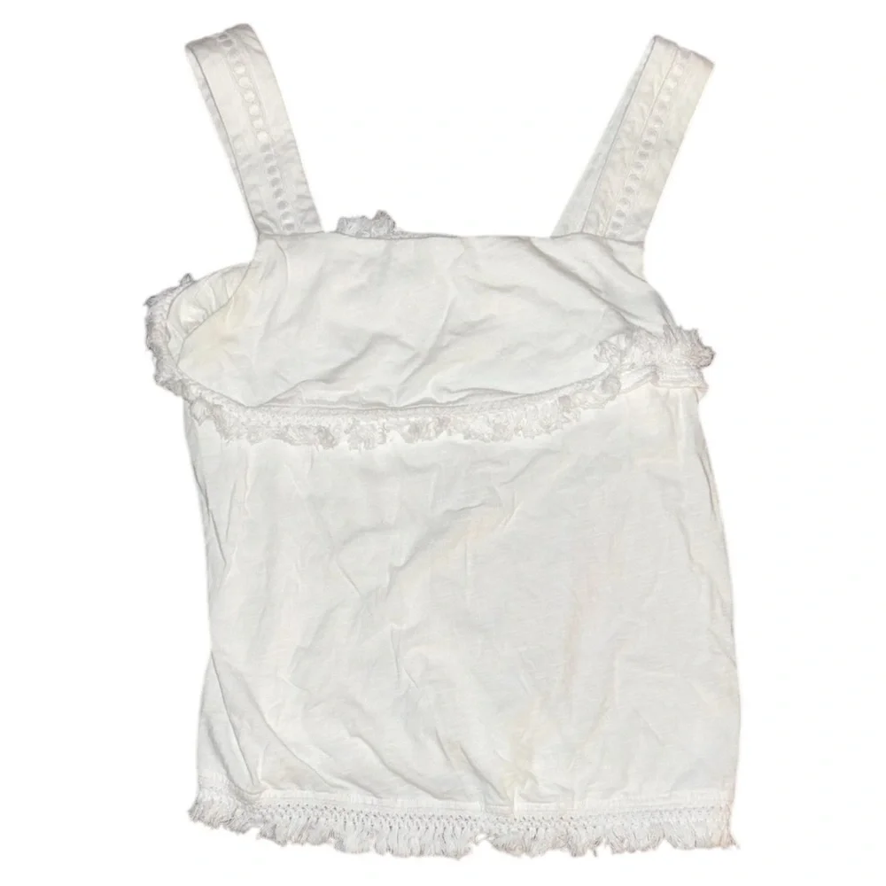 J. Crew White Fringe Tank Top